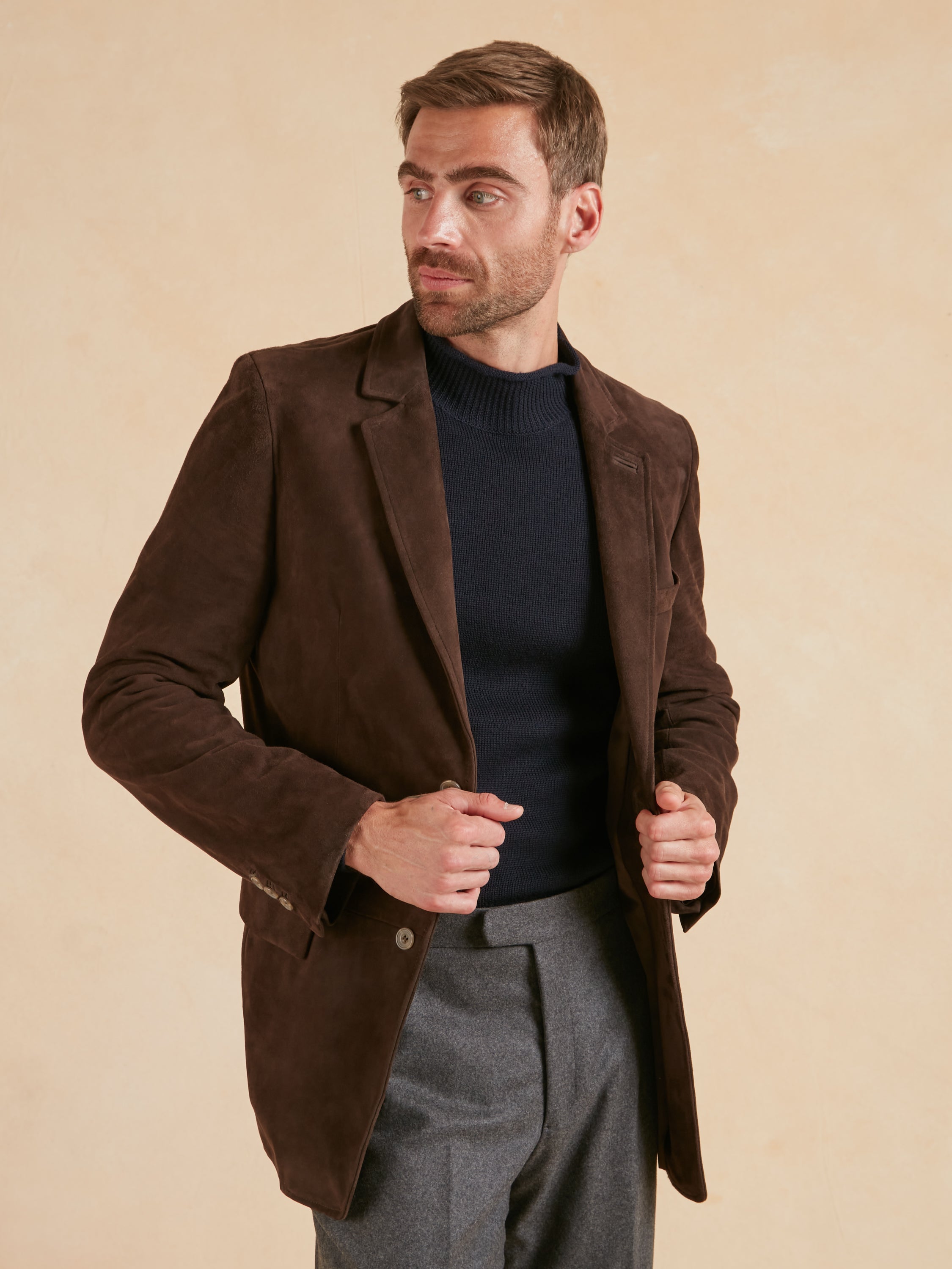 Eaton Jacket Suede Leather - Brown