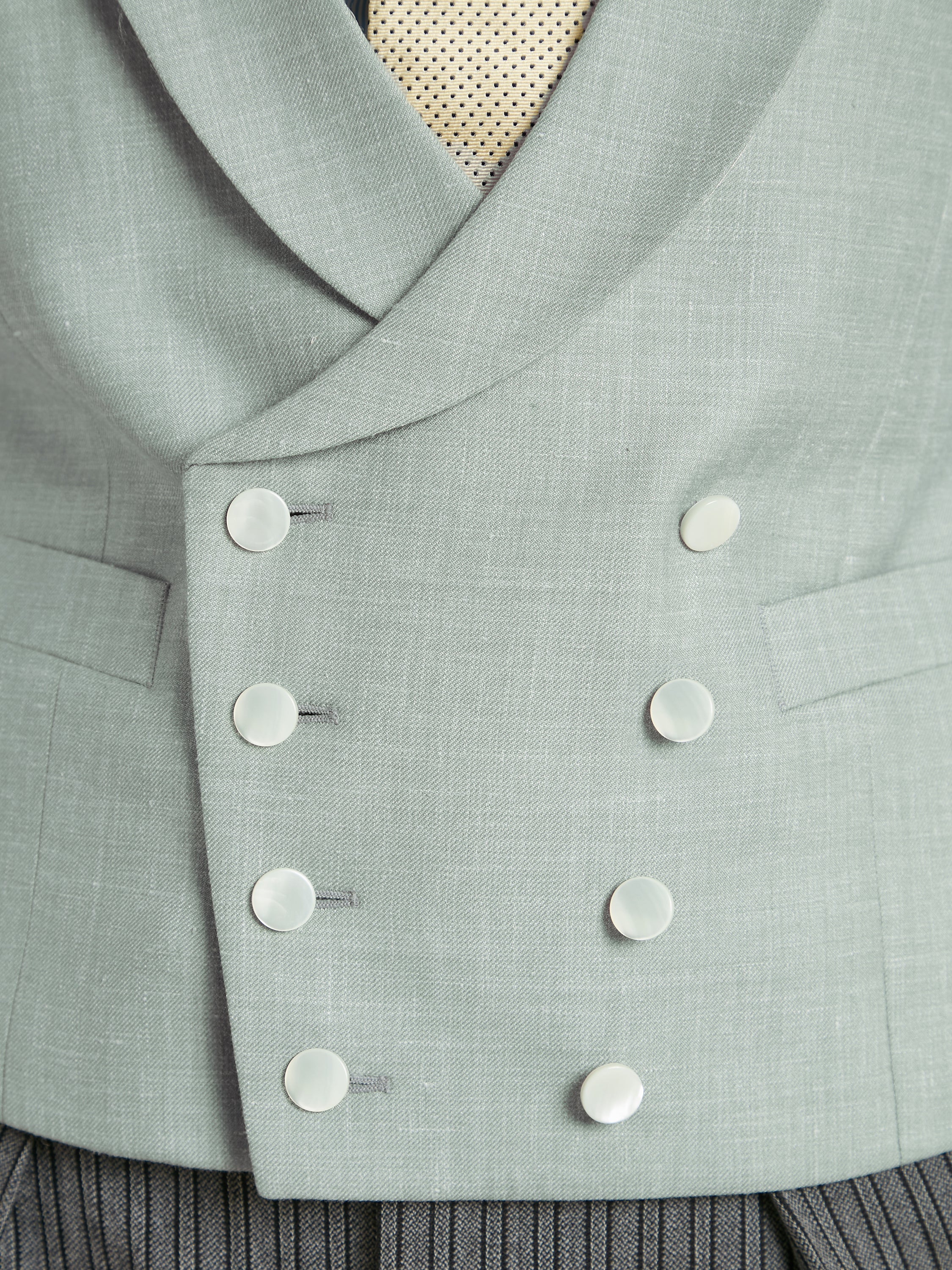 Tropical Wool, Silk and Linen Double Breasted Waistcoat - Light Sage