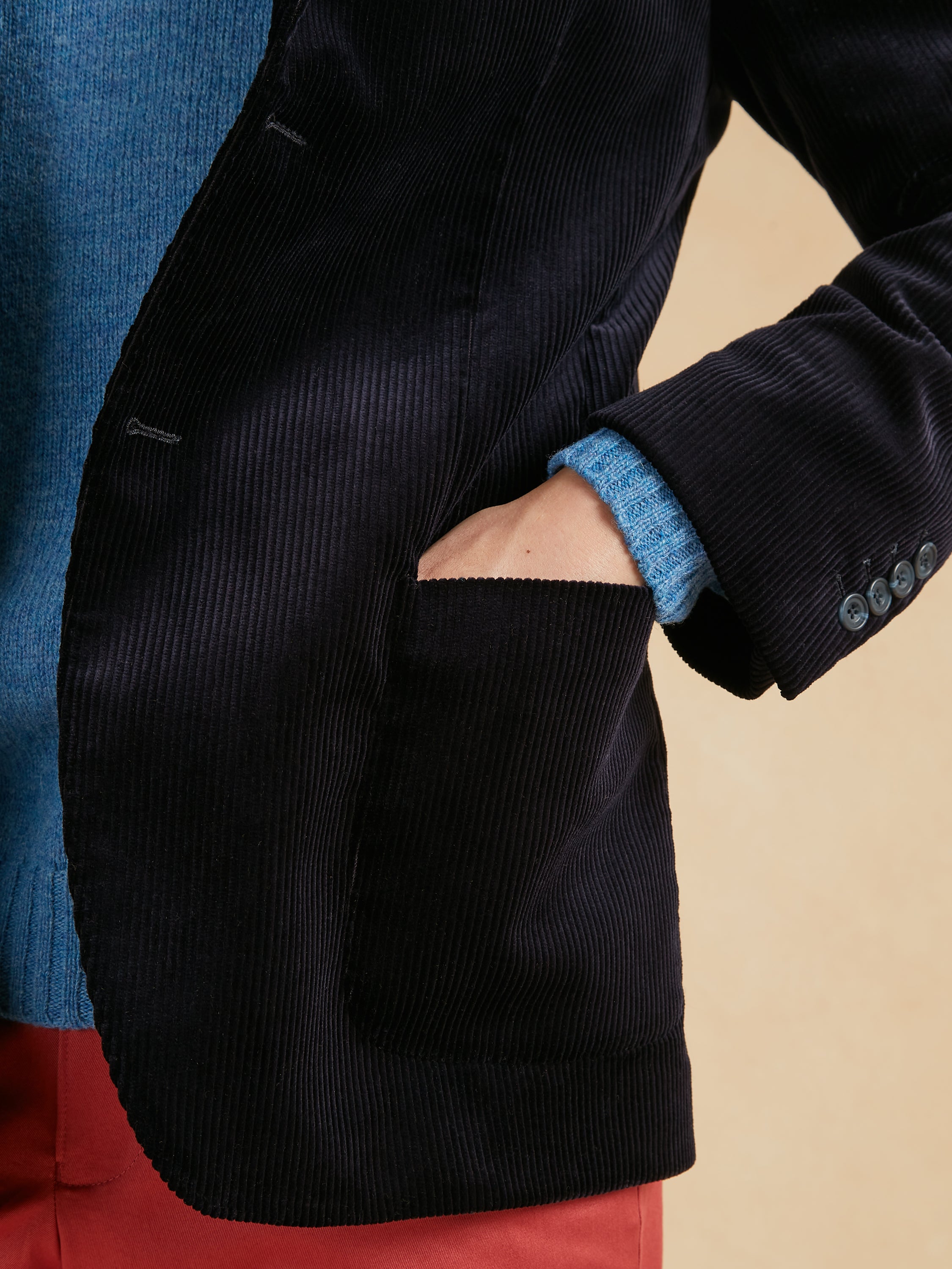 Unstructured Corduroy Jacket Cotton - Navy