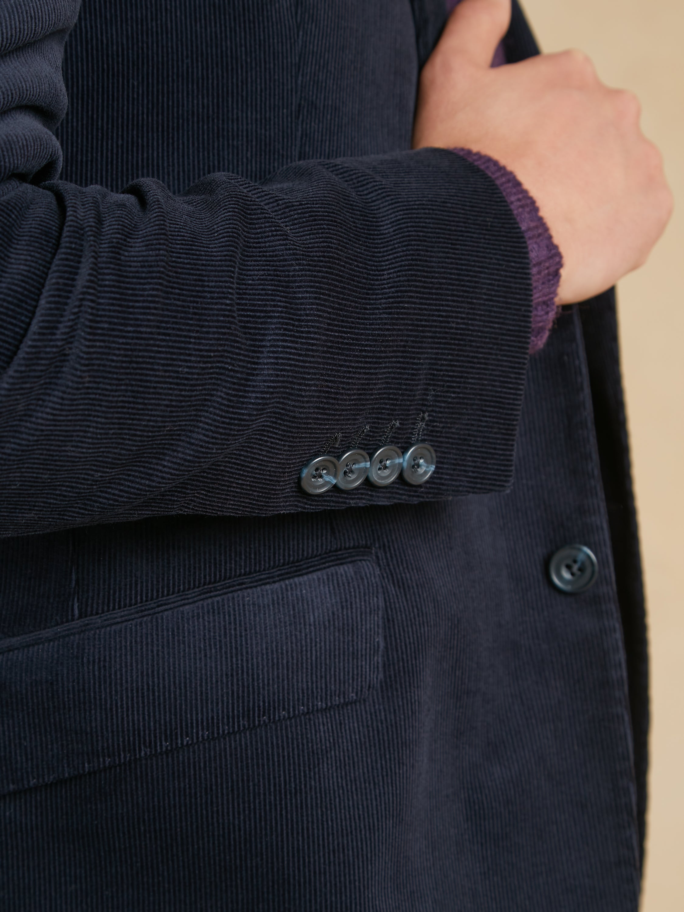 Unstructured Eaton Jacket Needlecord - Navy