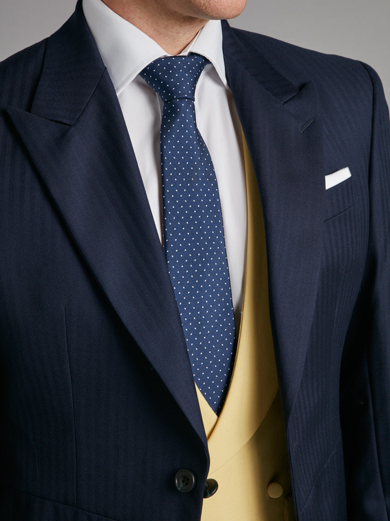 Morning Coat Italian Woven Herringbone - Navy