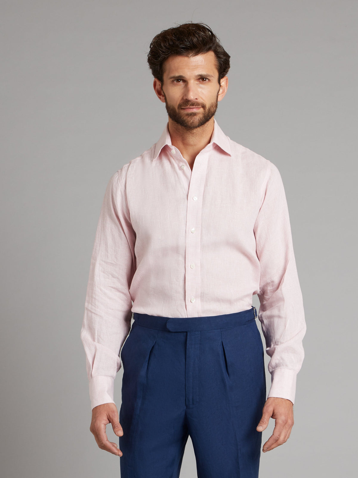 Linen shirt Puppytooth Pale