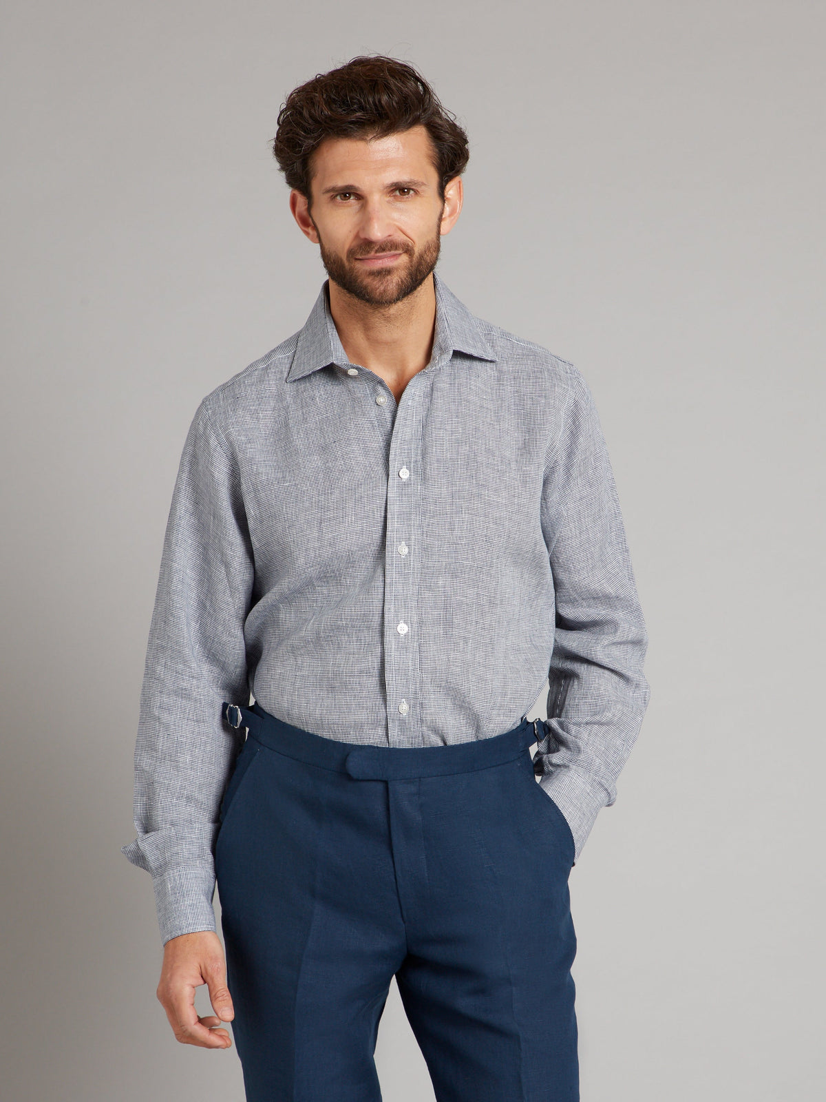 Linen shirt Puppytooth