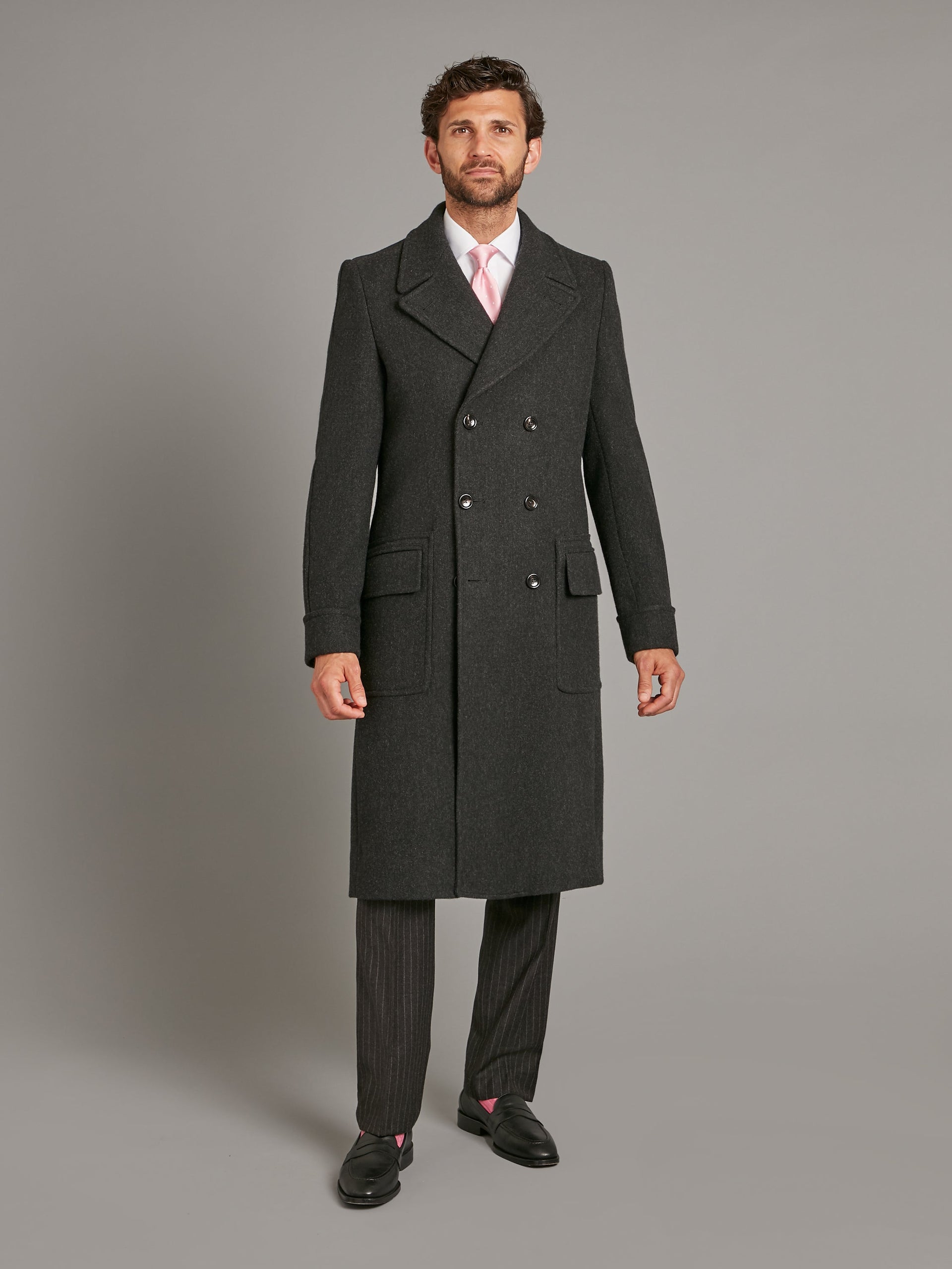 Double Breasted Herringbone Greatcoat