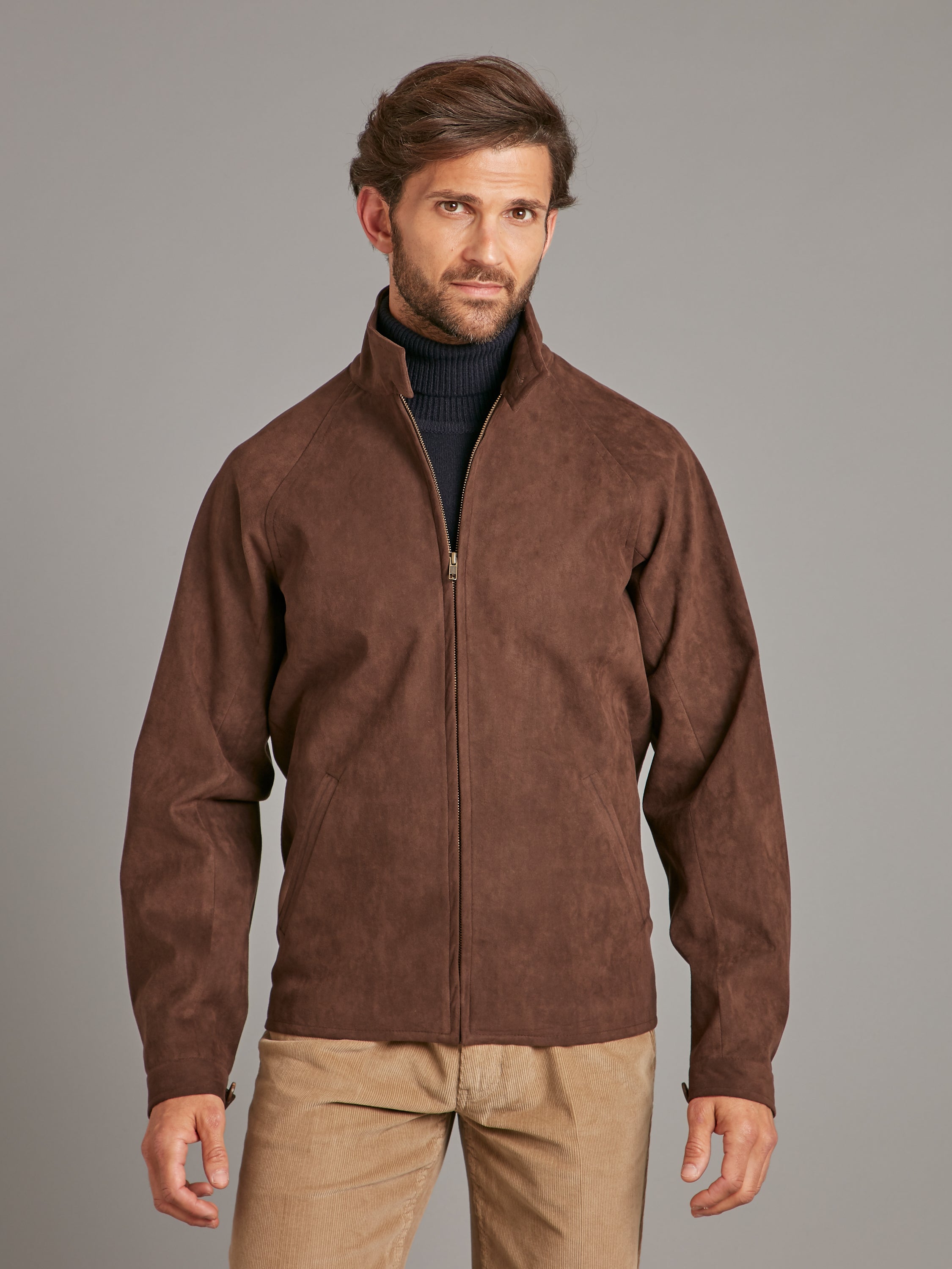 Alcantara Bomber Jacket - Dark Brown