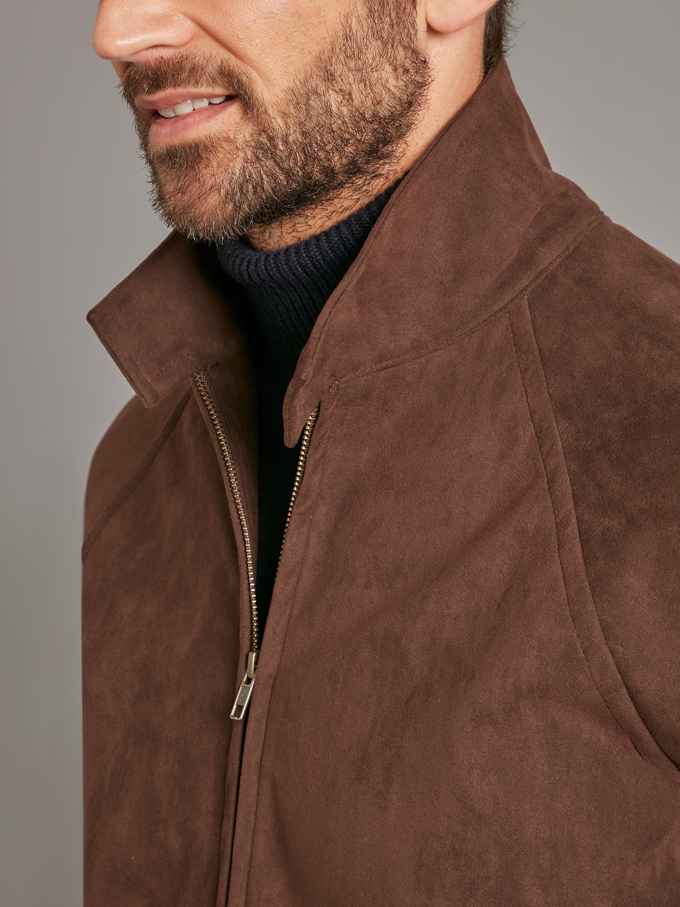 Alcantara Bomber Jacket - Dark Brown