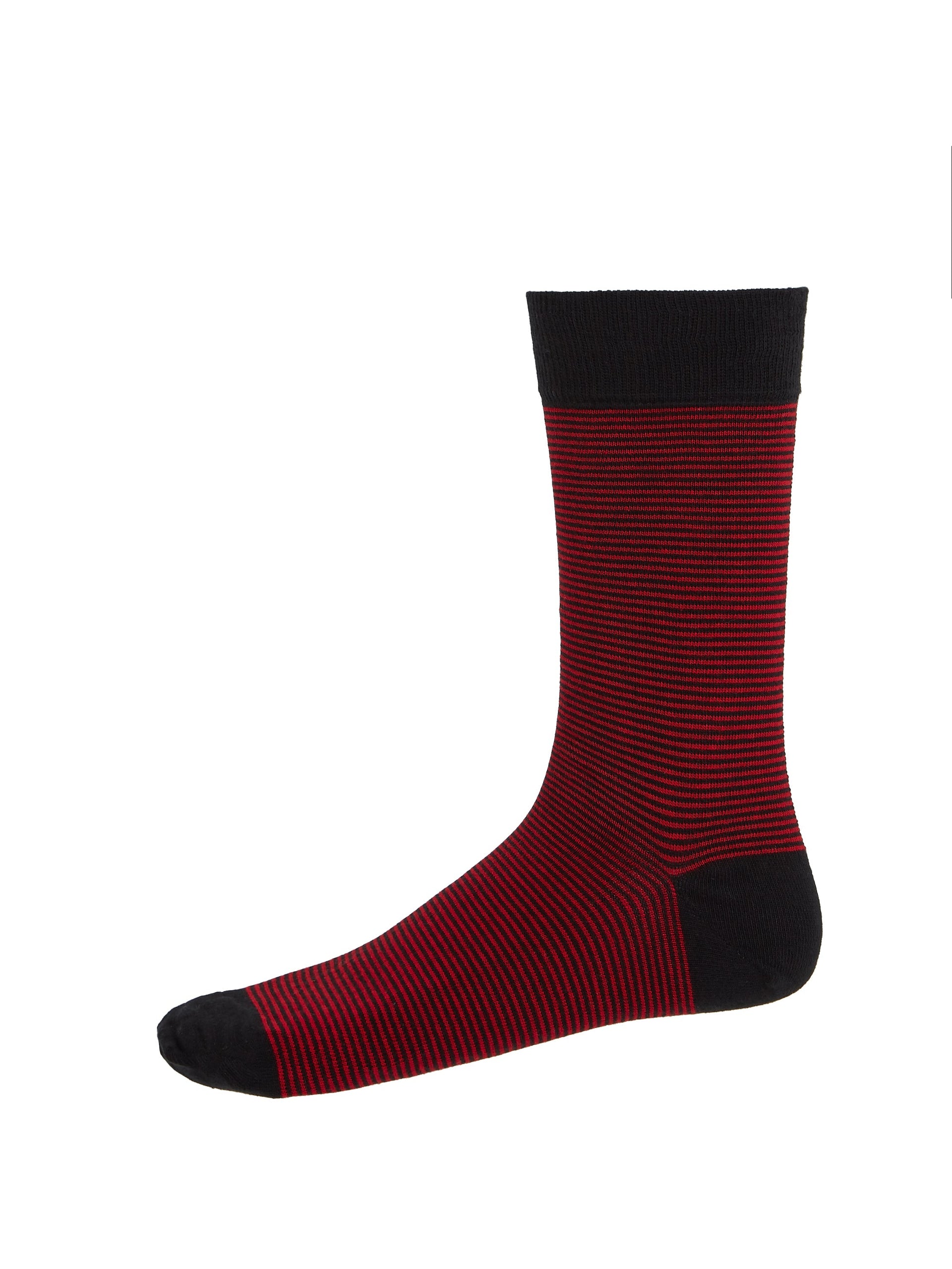 Horizontal Stripe Socks Red Black