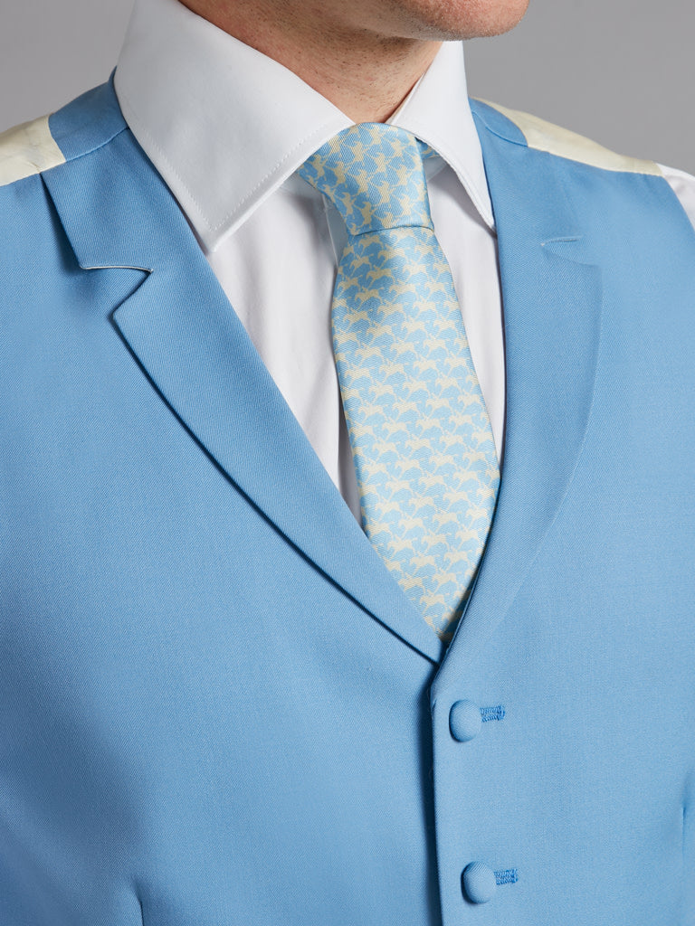 Single Breasted Wool Waistcoat - Mid Blue