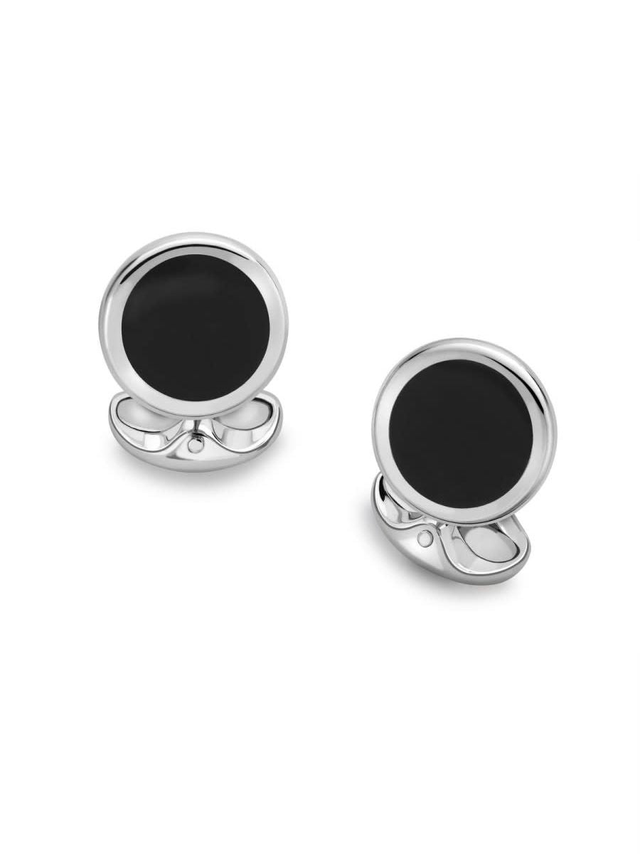 Sterling Cufflinks Round Onyx