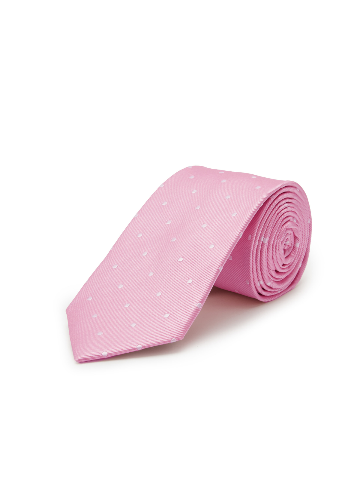 Cravate LUIGI BORRELLI Napoli 100% Soie - Motif Pois Roses - Largeur 9.5 Cm - Neuf Avec Défauts