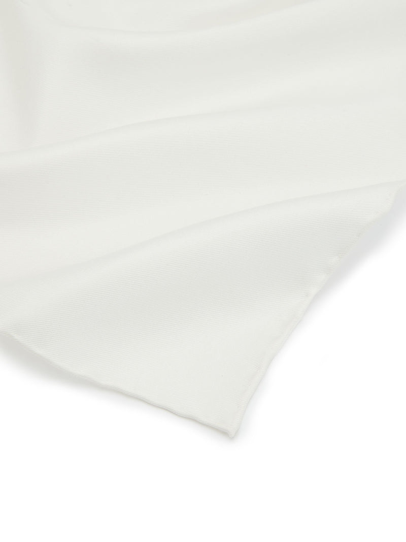 Hand Finished Silk Pocket Square - White
