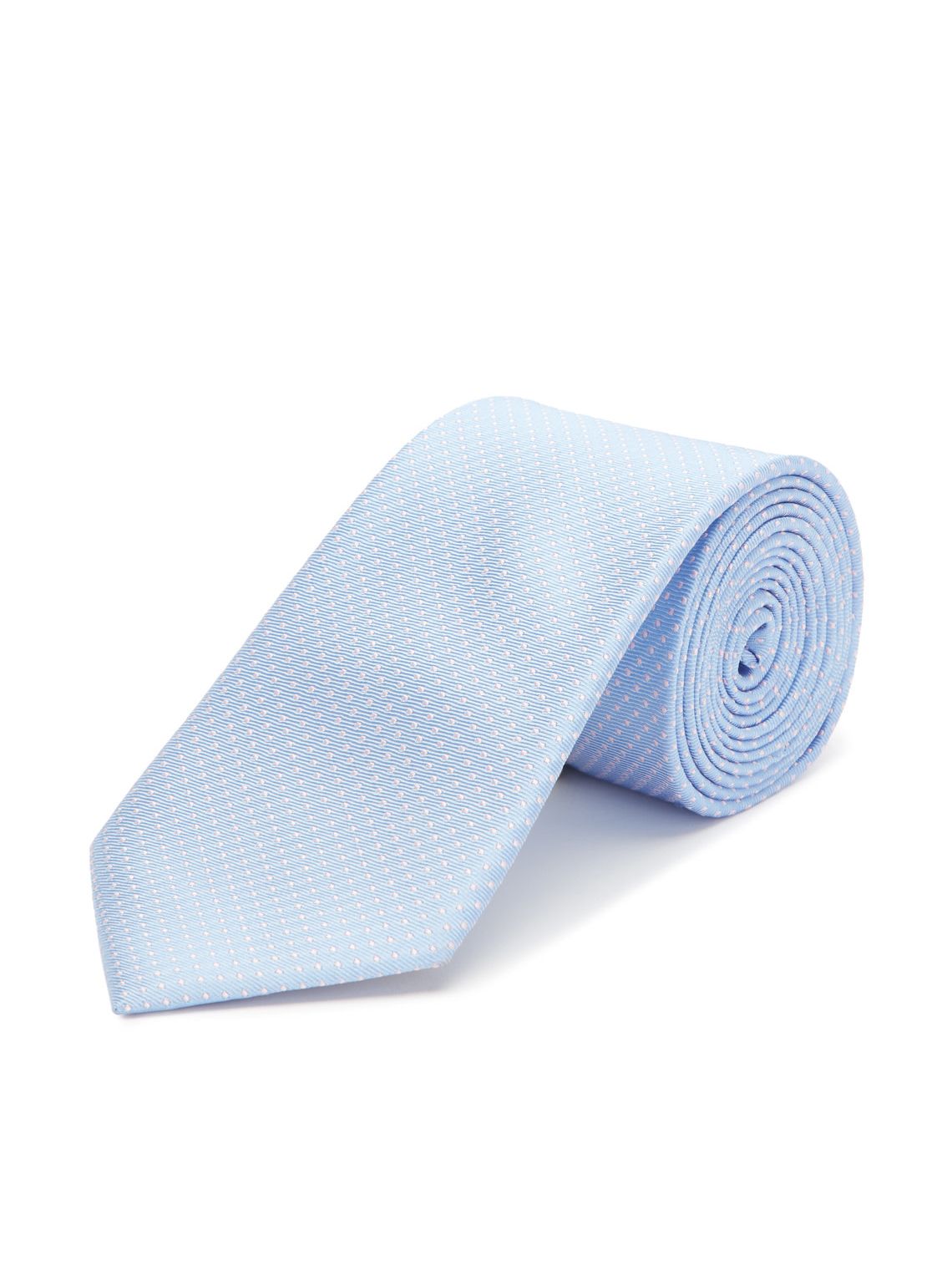 Woven Silk Tie Spotted Pale Blue Pink