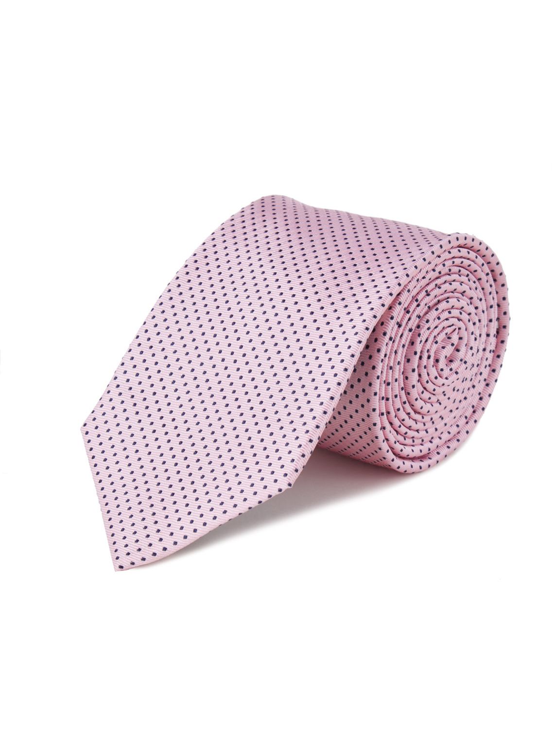 Woven Silk Tie Spotted Pale Pink Navy