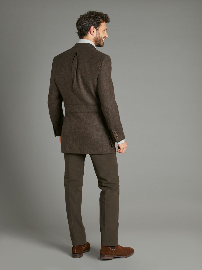 Country Jacket with Half Belt - Brown